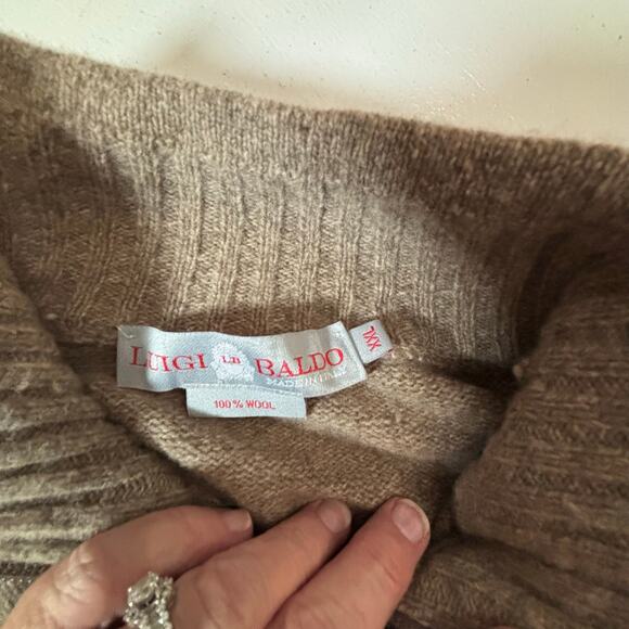 Luigi Baldo 100 % Wool Sweater Quarter zip Taupe Brown Grandpacore old money - Picture 12 of 12